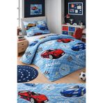 Mislina Home Erkek Çocuk Genç Pike Yatak Örtüsü Takımı Araba Desen Kapitone Pamuklu 4 Mevsim |Çarşafsız 160x230