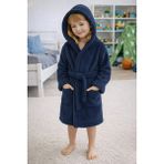 Mislina Home Luna Soft Kız / Erkek Çocuk Kapşonlu Pamuklu Bornoz Peluş Sabahlık |7/8 Yaş Lacivert - 7 - 8 Yaş