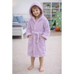 Mislina Home Luna Soft Kız / Erkek Çocuk Kapşonlu Wellsoft Bornoz Peluş Sabahlık | Lila - 5 - 6 Yaş