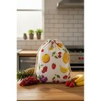 Mislina Home Organik Pamuk Meyve Desenli Çok Amaçlı Bez Çanta Ekmek - Market - Oyuncak -poşetlik Torbası 35x40 Çok Renkli