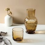 MISNODE Başucu Su Sürahisi ve Cam Seti - Başucu Gece Sürahisi, 750 ml Cam Su Dağıtıcı Gargara Cam İçecek Komodin için Kupalı Kahve