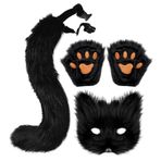 MISNODE Kedi Therian Maskesi Ve Kuyruk Seti, Hayvan Maskesi Tüylü Therian Maskesi Kurt Maskesi, Beyaz Kedi Maskesi Masquerade Için Yarım Maske, Kedi Maskesi Therian Wolf Therian