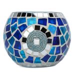 MISNODE Tealight Mumluk Avrupa Tarzı Mavi Okyanus Teması Mavi Yeşil Yansıyan Işık Cam Mumluklar Çay Işığı Ev restoran dekoru Noel Düğün Partisi Hediyesi için