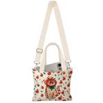 Miss Adola Çocuklar için sevimli Mini Tuval Tote Çanta - Küçük Çantalar Boyutu 8 '' × 6 '' Manyetik Toka Kadın Kız Bez Pamuk, Elma kedisi, One Size