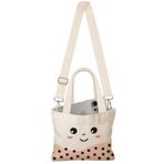 Miss Adola Çocuklar için sevimli Mini Tuval Tote Çanta - Küçük Çantalar Boyutu 8 '' × 6 '' Manyetik Toka Kadın Kız Bez Pamuk, İnci Çayı, One Size