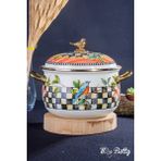 Miss Betty Paradise 30 cm Ayaklı Kek Fanusu - Beyaz - Siyah