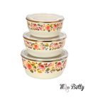 Miss Betty Rose Deluxe 3'lü Emaye Saklama Kabı 14-16-18 CM Renkli