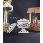 Miss Betty Vintage Ayda Ayaklı 18 cm Emaye Şekerlik - 1100 ml - Beyaz