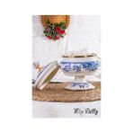 Miss Betty Vintage Blue Life Ayaklı 18 cm Emaye Şekerlik - 1100 ml - Beyaz