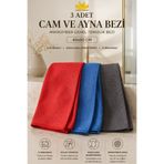 Miss Clean ( 3 ADET ) Cam Ve Ayna Bezi Mikrofiber Genel Temizlik Bezi Çok Renkli Kurulama Gerektirmez 40*60 Cm