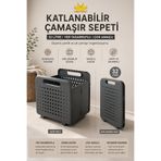 Miss Clean Katlanabilir Çamaşır Sepeti 32 Litre Yer Tasarruflu Çok Amaçlı Düzenleyici Plastik Kirli Sepeti