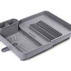 Miss Collection Açılır Kapanır Bulaşıklık Tabaklık, Su Tahliye Oluklu ve Çatal Bıçak Kurutmalıklı-Modern Tasarım Plastik (Gri)
