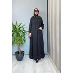 Miss Dalida Gömlek Yaka Ipek Keten Uzun Elbise Siyah 2264351