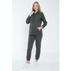 Miss Dünya Lissa Antrasit Hamile Ve Lohusa Kapüşonlu Sweatshirt Eşofman Takım