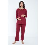 Miss Dünya Lissa Bordo Emzirmeye Uygun Hamile ve Lohusa Pijama Takımı