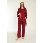 Miss Dünya Lissa Bordo Emzirmeye Uygun Sabahlıklı Lohusa Ve Hamile Pijama Takımı