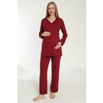 Miss Dünya Lissa Bordo Emzirmeye Uygun Uzun Kol Lohusa Ve Hamile Pijama Takımı