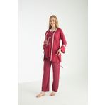 Miss Dünya Lissa Bordo Puantiye Desenli Emzirmeye Uygun Hamile Ve Lohusa Pijama Takımı