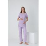 Miss Dünya Lissa Emzirmeye Uygun Kısa Kol Alt Pijama Baskılı Hamile ve Lohusa Pijama Takımı