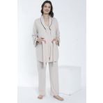 Miss Dünya Lissa Geniş Yaka Sabahlıklı Hamile ve Lohusa Pijama Takımı