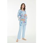 Miss Dünya Lissa Mavi Çicek Desenli Lohusa Ve Hamile Pijama Takım