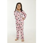Miss Dünya Lissa Önden Düğmeli Gömlek Yaka Baskılı Uzun Kol Kız Çocuk Pijama Takımı