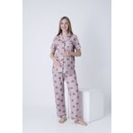 Miss Dünya Lissa Önden Düğmeli Gömlek Yaka Kısa Kol Dokuma Kumaş Baskılı Hamile ve Lohusa Pijama Takımı