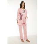 Miss Dünya Lissa Pembe Desenli Sabahlıklı Hamile ve Lohusa Pijama Takımı