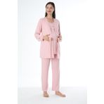 Miss Dünya Lissa Sabahlıklı Pudra Hamile Uzun Kol Hamile Pijama Takımı