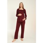 Miss Dünya Lissa Uzun Kol Bordo Hamile Ve Lohusa Pijama Takımı