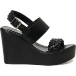 Miss F DS23022 3FX Siyah Kadın Dolgu Topuk Sandalet