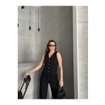 Miss fashion KURDALE DÜĞMELİ İÇİ ASTARLI YELEKLİ PANTALON TAKIM PALAZZO ARKASI LASTİKLİDİR