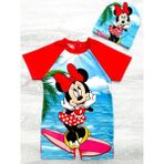 Miss Kids Kız Erkek Çocuk / Unisex Kırmızı Minnie Mouse Temalı Hassas Ten Kısa Kol Hipster Mayo Ve Bone Seti - 2620ESMM-KIRMIZI - 3 - 4 Yaş