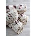 Miss Linda Home Collection %100 Pamuklu Buldan Işi Dört Tarak Bordo Renk Çekyat Örtüsü - 180 x 300 cm - Krem Rengi