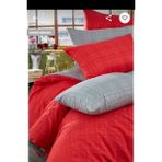 Miss Linda Home Collection Ntk8 Pamuklu Tek Kişilik Çift Taraflı Nevresim Takımı - Kırmızı - Gri - 160 x 220 cm