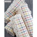 Miss Linda Home Collection Pamuklu Kareli Kahve Buldan Işi Koltuk Örtüsü - 180 x 220 cm - Renkli