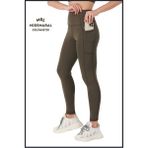 Miss Maral Kadın Haki Rengi Yüksek Bel Toparlayıcı Çift Cepli Spor Tayt Bilek Boy Slim Fit Görünüm 1057 - 3XL