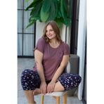 Miss Meryem Gül Kurusu Ring Viskon Kısa Kol Büyük Beden Kapri Pijama Takım