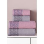 Miss Paris Home Zenra 4'lü Banyo Havlu Seti Hamam Takımı Pamuk - Gri - Pudra - 70 x 140 cm - 50 x 90 cm