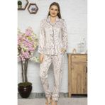 Miss Perry Bayan Dokuma Pamuk Saten Uzun Kollu Pijama Takımı - Açık Pembe