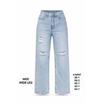Miss Poem Kadın Açık Mavi Yırtık Detaylı Wide Leg Jean Pantolon, 38 Beden