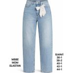 Miss Poem Kadın Buz Mavi Dantel Kemer Detaylı Yüksek Bel Mom Fit Jean Pantolon - 40