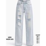 Miss Poem Kadın Buz Mavi Yırtık Detaylı Wide Leg Jean Pantolon - 42