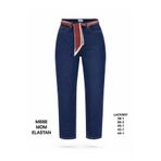 Miss Poem Kadın Lacivert Fular Kemer Detaylı Yüksek Bel Mom Fit Jean Pantolon