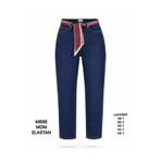 Miss Poem Kadın Lacivert Mom Fit Jean Pantolon, Fular Kemer Detaylı, Yüksek Bel, 44 Beden