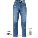 Miss Poem Kadın Mavi Yüksek Bel Taş Detaylı Mom Fit Jean Pantolon - 38