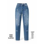 Miss Poem Kadın Mavi Yüksek Bel Taş Detaylı Mom Fit Jean Pantolon