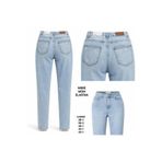 Miss Poem Kadın Mom Fit Jean Pantolon, Yüksek Bel, Arka Cep Taş Detaylı, Açık Mavi, 40 Beden
