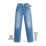 Miss Poem Kadın Mom Fit Jean Pantolon, Yüksek Bel, Zincir ve Fular Detaylı, Mavi, 44 Beden