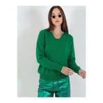 Miss Poem Kadın Oversize V Yaka Uzun Kol Yeşil Triko Kazak, M/L